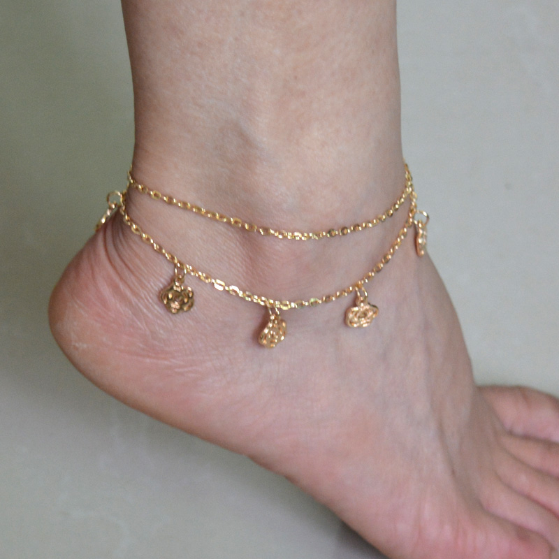 anklet designs 2pcs female boho gypsy designs anklet gold silver chain multi metal rose  flower feet DMLGRWZ