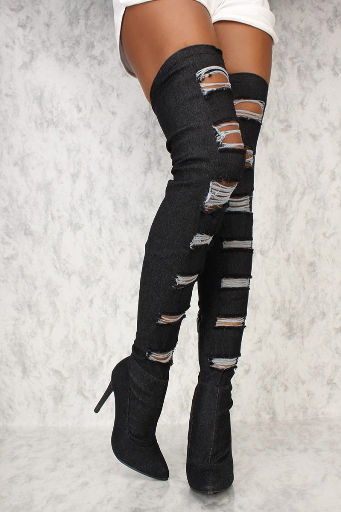 black thigh high boots for skinny legs