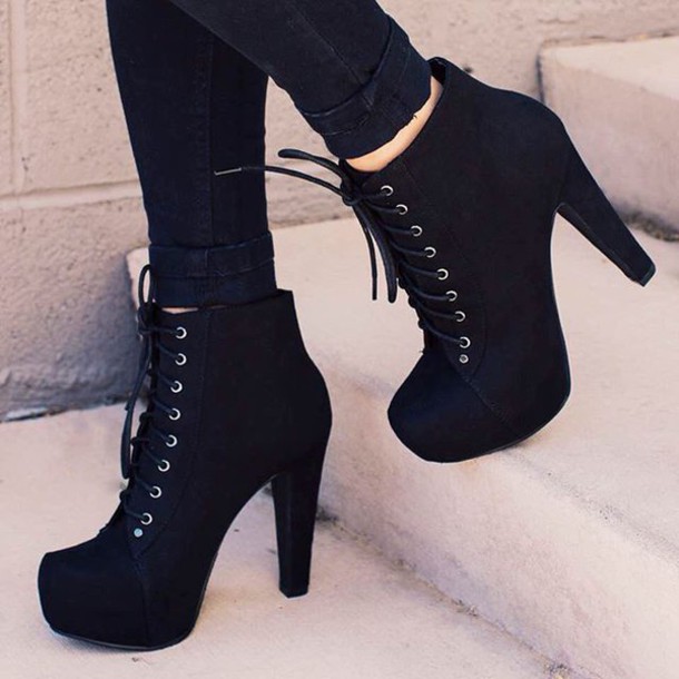 boots with heels black
