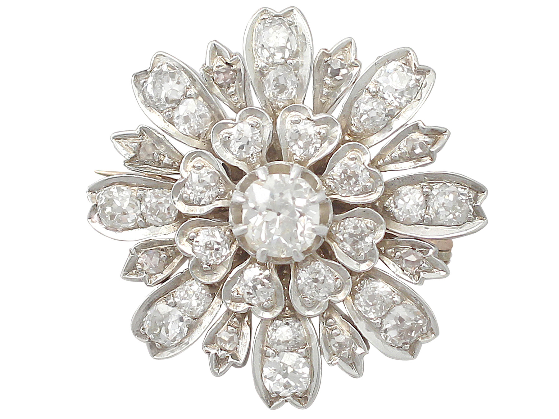 diamond brooch antique 4.08 ct diamond and 9 ct yellow gold, silver set brooch mzofotk