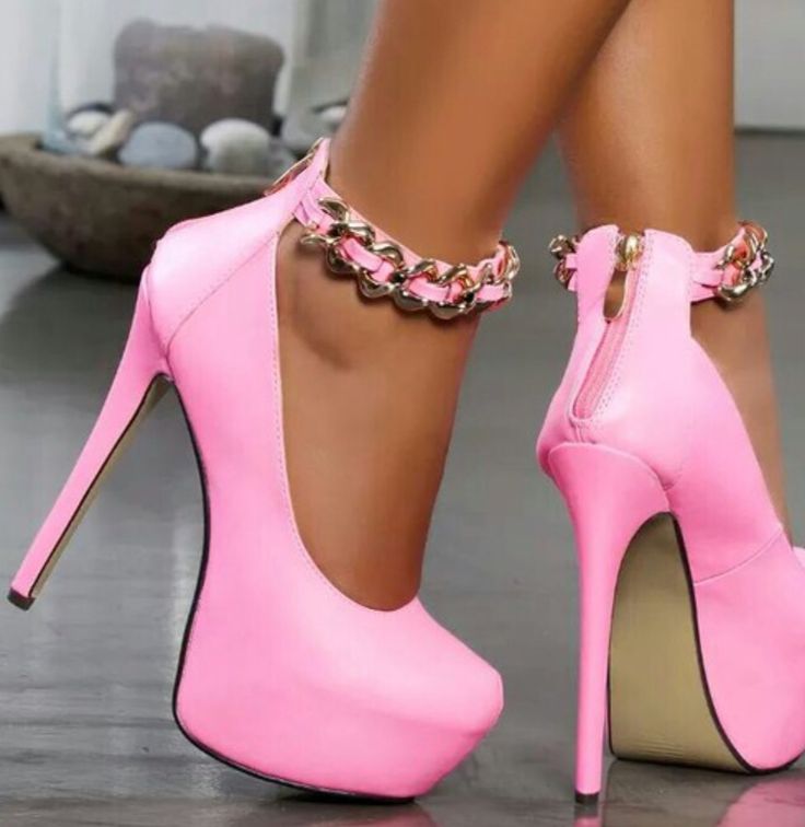 bright pink high heels