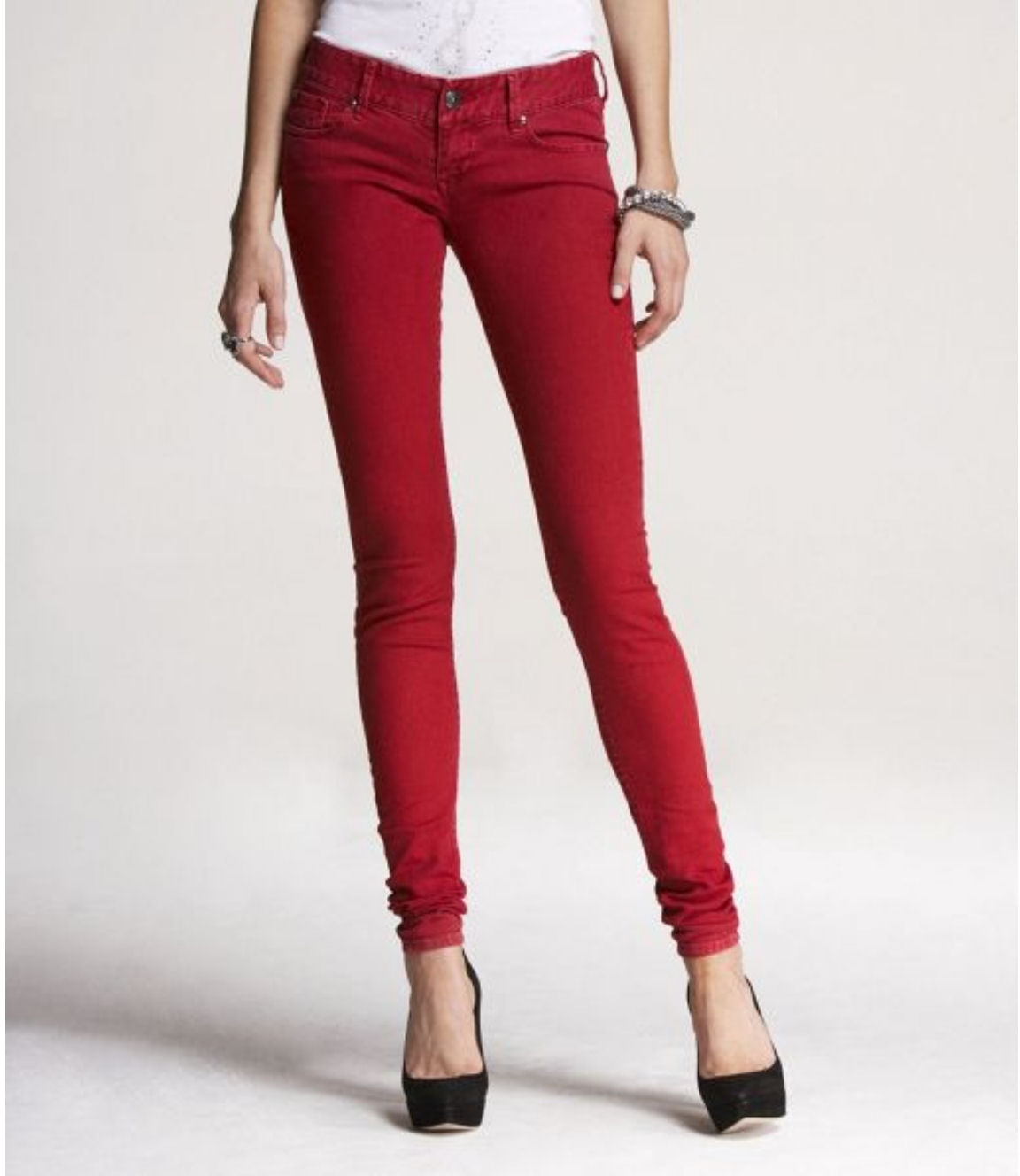dark red jeans womens