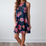 summer dress bloom where you are planted navy and floral print shift dress - magnolia  boutique bmfqxmx
