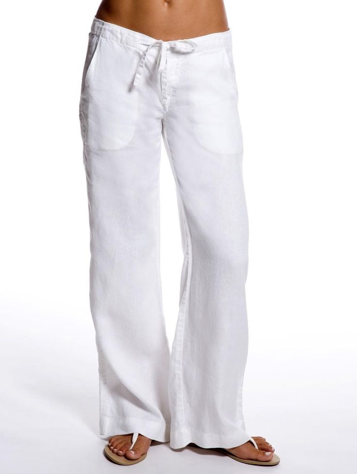 White relaxed linen pants