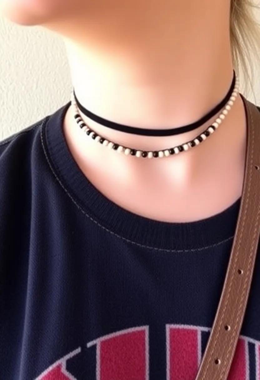 Statement Chokers: Add a 90s flair to any outfit with a choker necklace. Whether it’s a simple black velvet choker or a beaded design, this accessory can elevate your casual ensemble in an instant