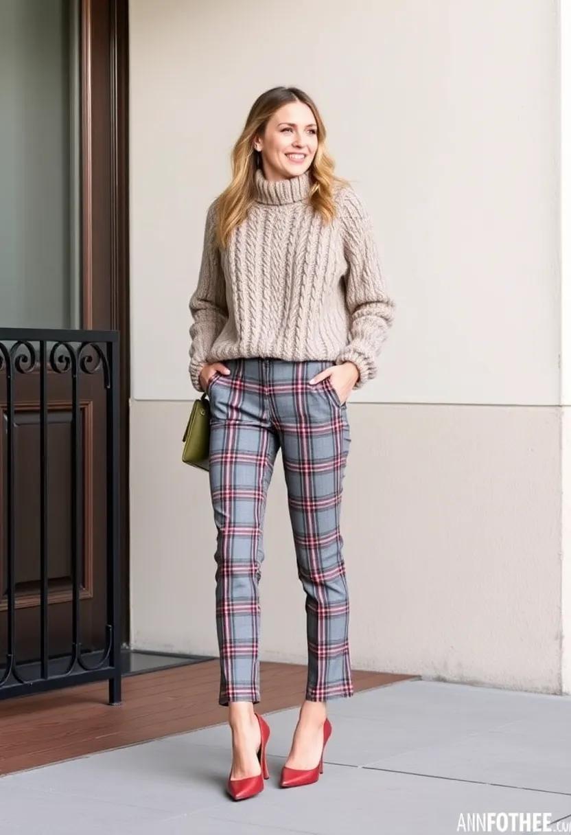 Mix plaid wool trousers with a ⁤solid chunky⁣ sweater for an eye-catching ensemble