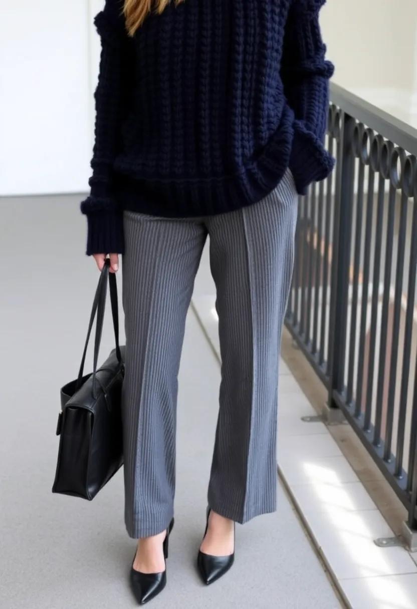 Experiment ⁤with textures,pairing ribbed trousers with a knitted chunky sweater for depth