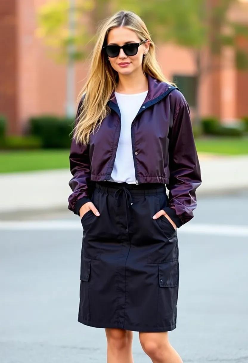 Mix⁣ textures by choosing​ a ​windbreaker in⁣ a shiny material ⁣paired with​ a rugged ‌cotton utility skirt for an interesting⁢ contrast