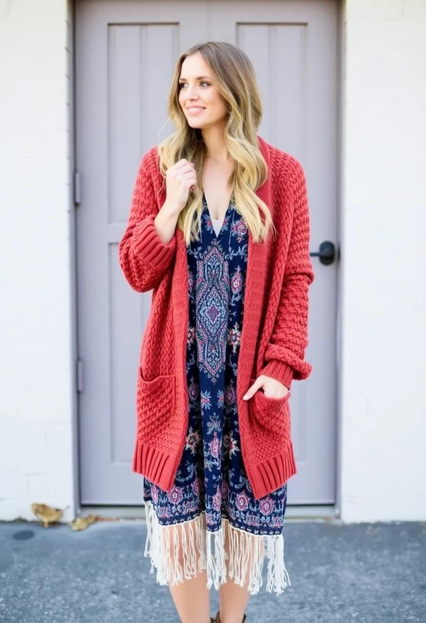 Layer with a chunky cardigan⁤ for cozy, boho vibes