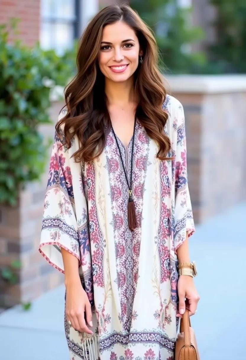 Layer with ⁢a lightweight, printed shawl for chic⁤ unpredictability