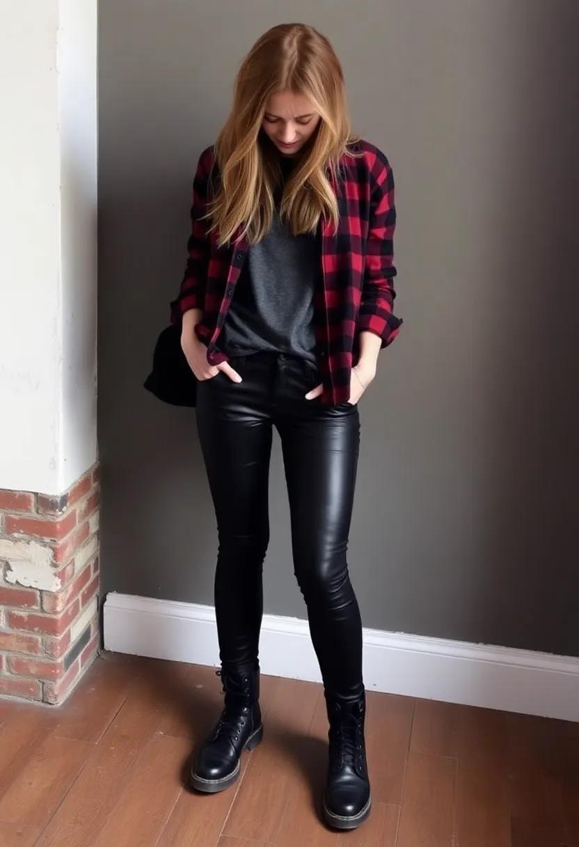 Layer up:​ A​ flannel shirt over your band ​tee adds warmth and style