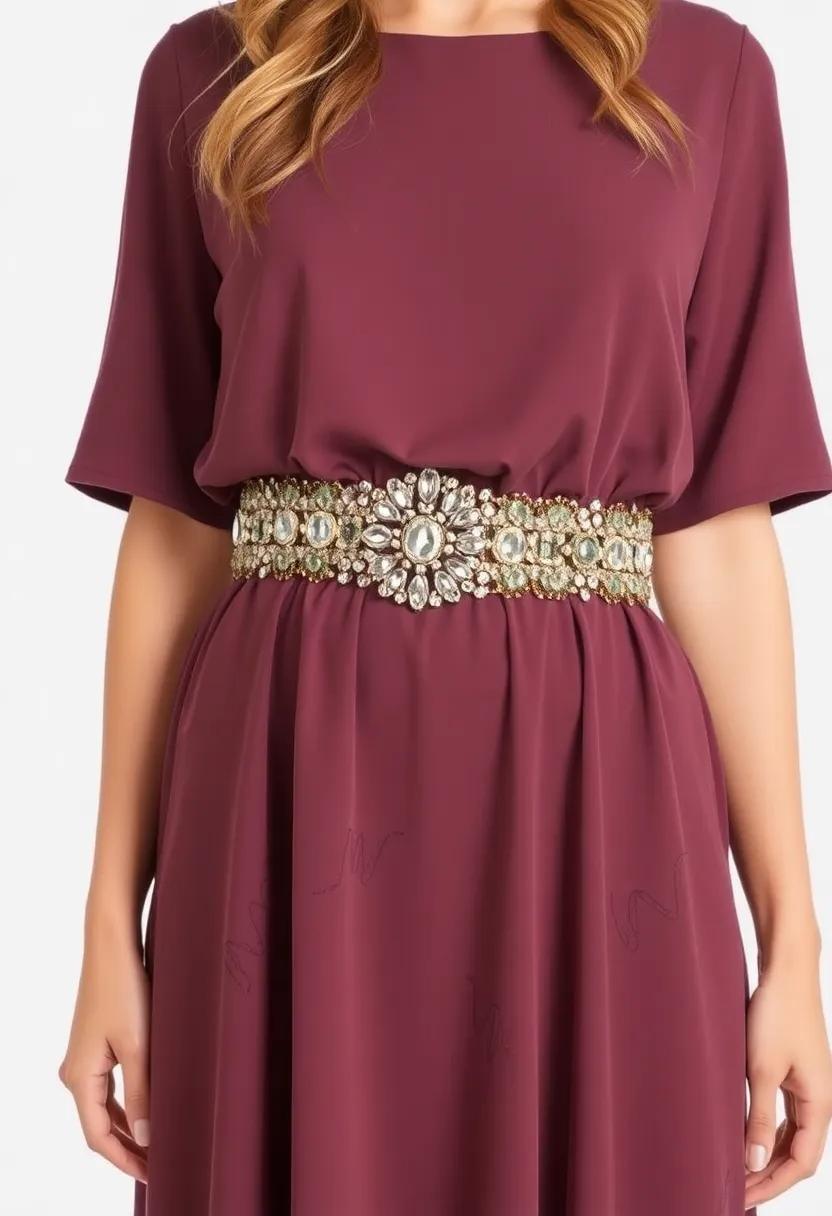 Choose an embellished chunky belt to bring sparkle to a simple dress