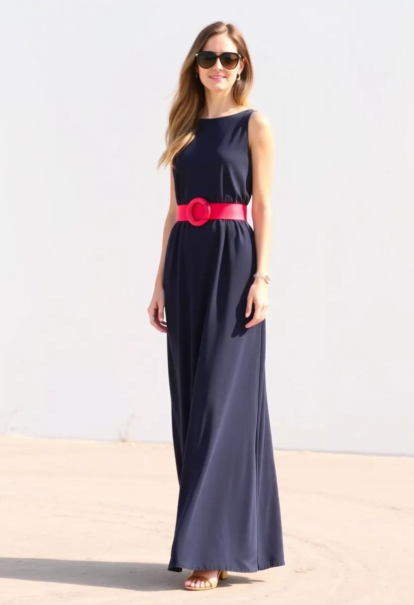 Go​ for a wide belt in a complementary color to define your waist