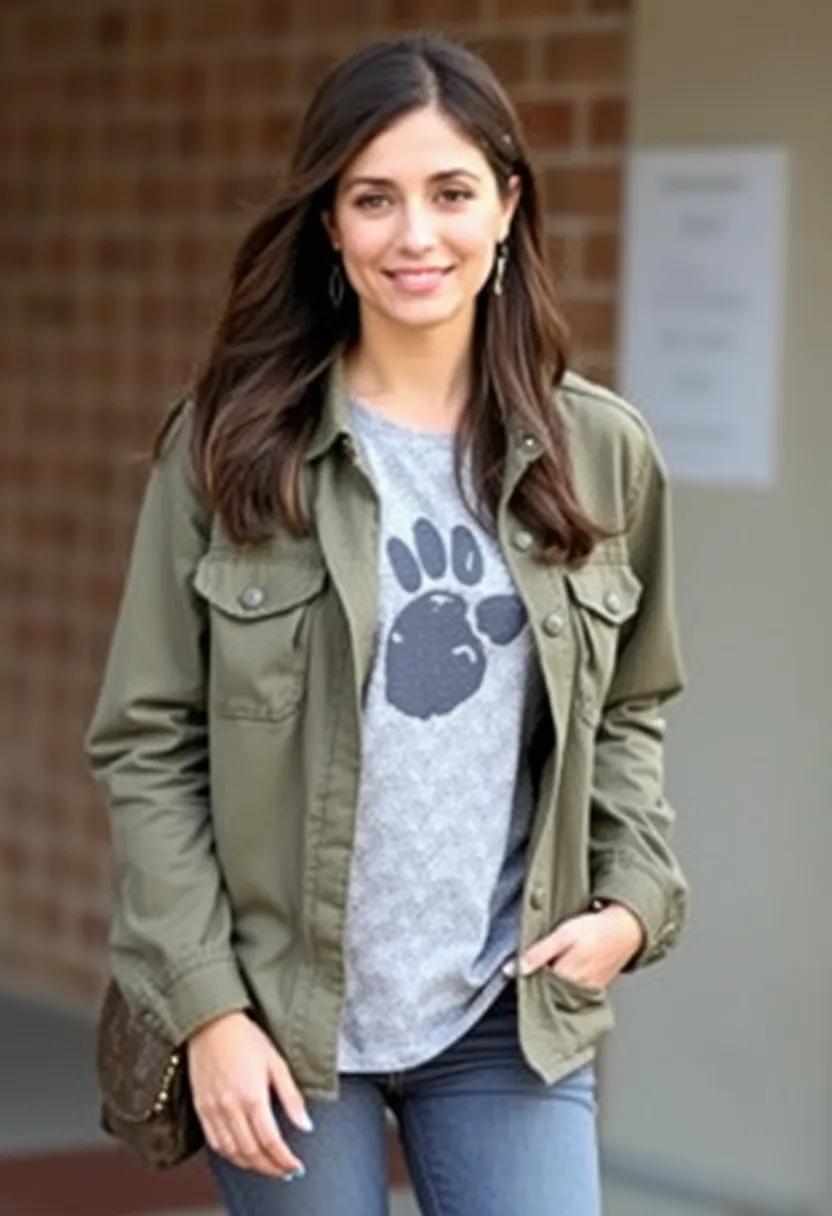 celebrities Who Mastered the Military Jacket⁣ and‍ Graphic Tee Combo