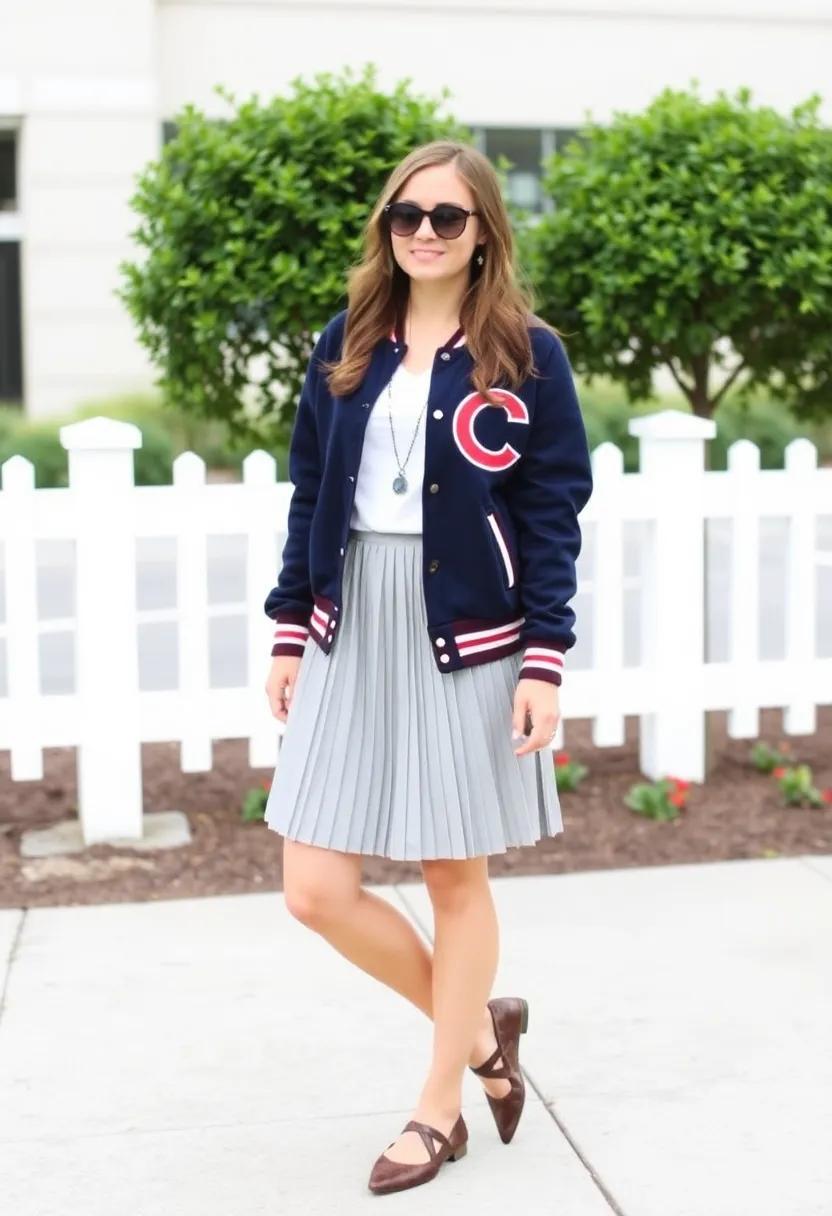 Footwear to Complement the ‍Pleated Skirt and Varsity Jacket