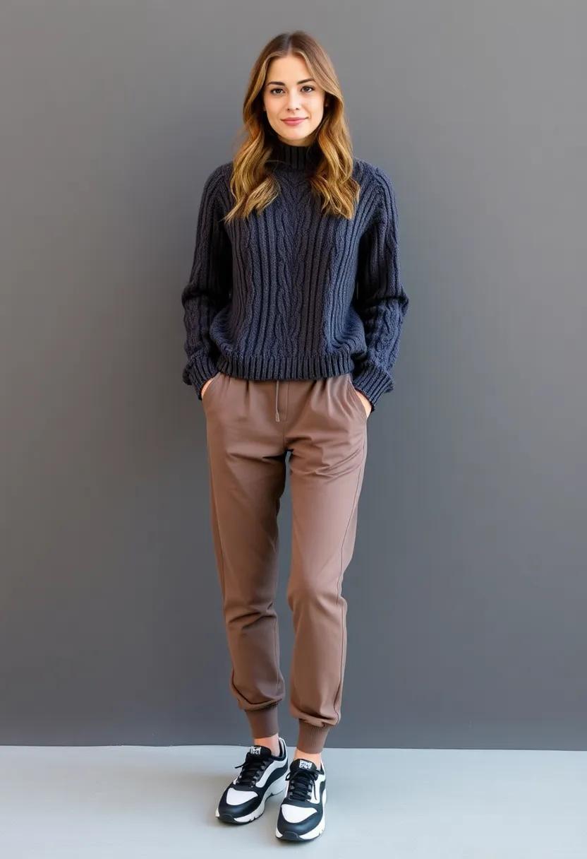 Textured Contrast: Mix ​and match different textures ‌by wearing a cable knit wool sweater with smooth‌ joggers, complemented by statement‍ sneakers‍ for an eye-catching contrast