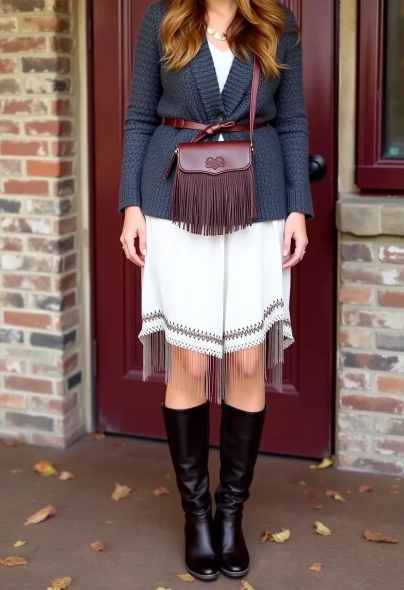 Slip ⁣on a ​belted cardigan and long boots for warmth without losing style