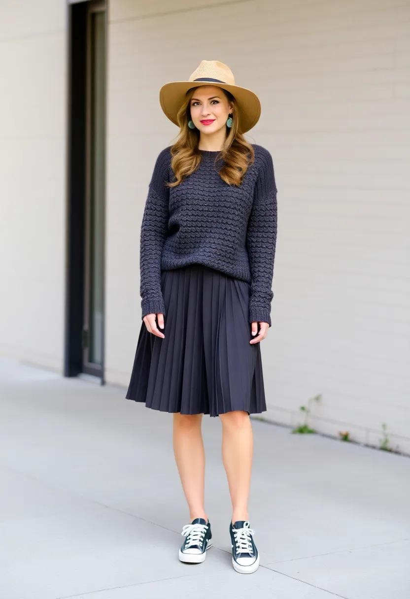 Style with a wide-brim hat for added flair and personality