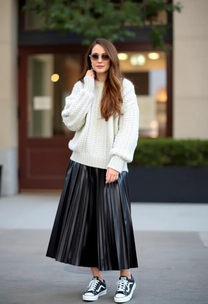 Opt for a leather pleated skirt to introduce a punk-inspired element