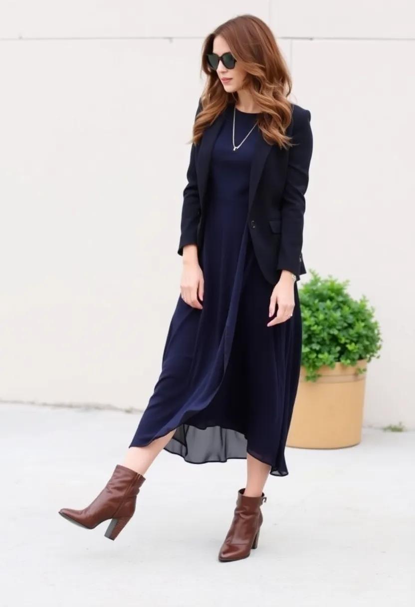Pair ankle booties with a flowing dress for chic contrast