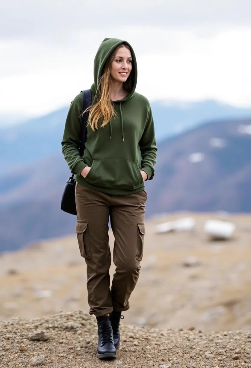 Weekend Hike: ‍Combine ⁣the hoodie with durable cargo pants and sturdy black boots