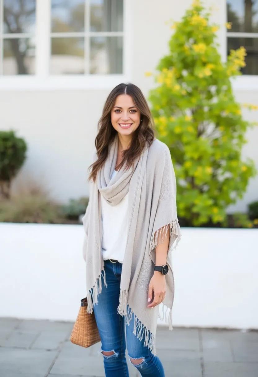Frayed-edge shawl for a⁤ bohemian​ touch come warmer days