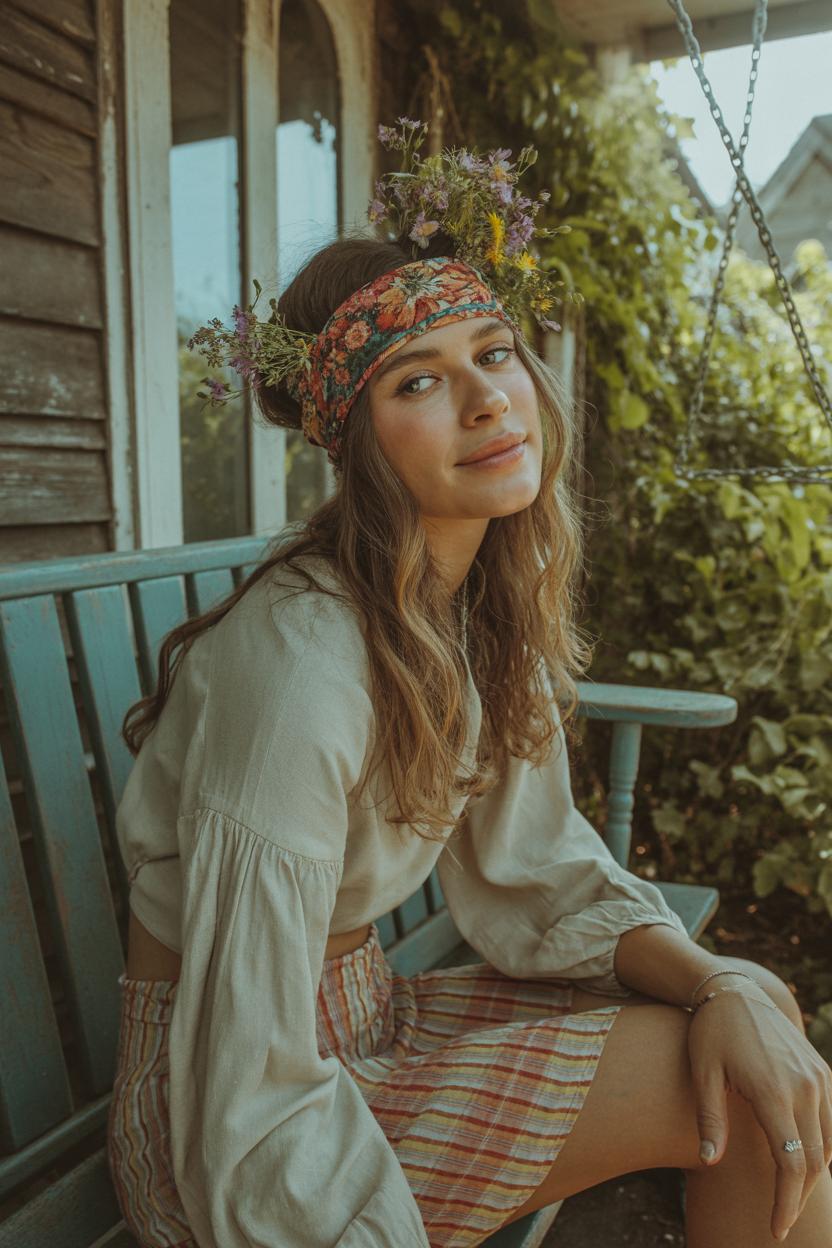 Floral headbands and⁢ loose waves for a natural touch