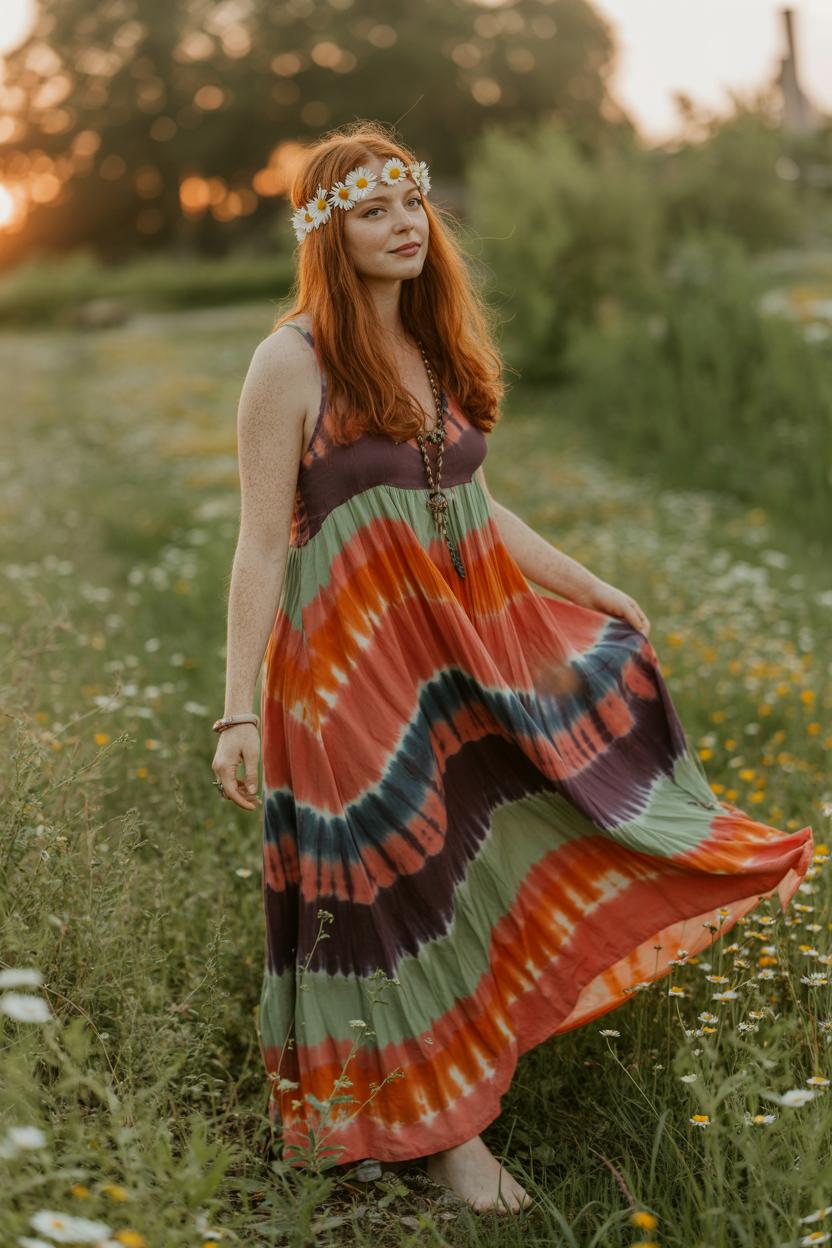 Flowy tie-dye maxi​ dresses for an effortlessly vibrant ‍look
