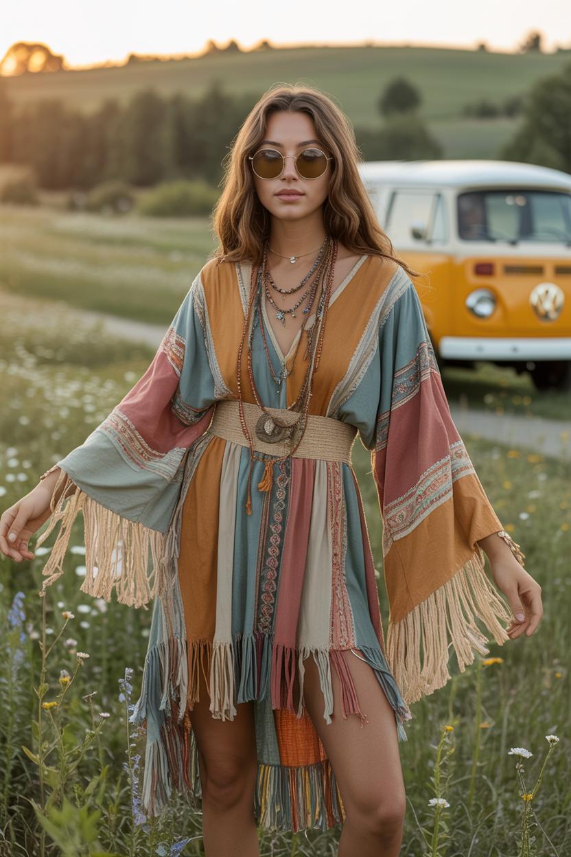 Oversized round sunglasses for a retro, boho flair