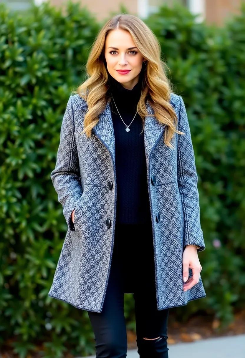 Wear a classic tweed ⁢cape coat ⁢with a thick ​knit sweater and black jeans