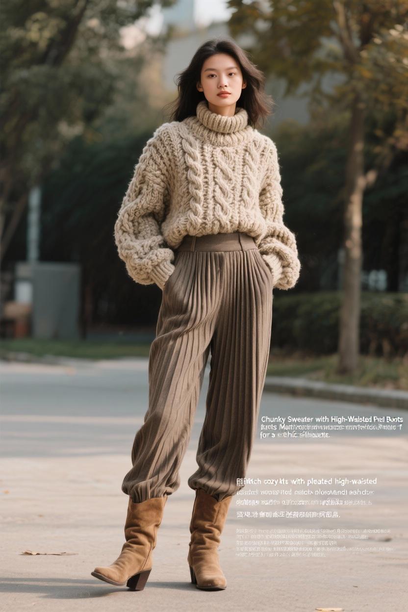 Wear‌ a ⁣chunky sweater‍ with tapered pants and heeled ankle boots