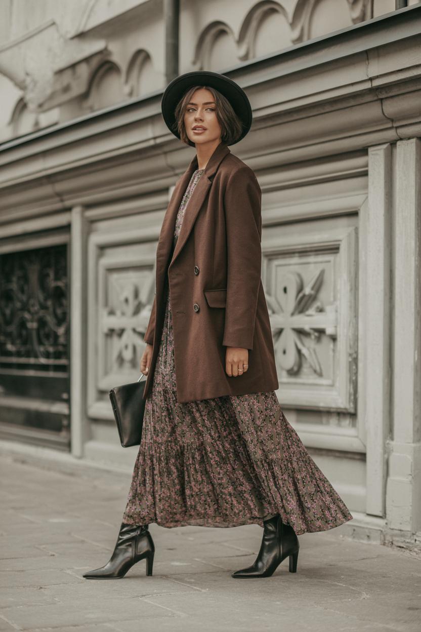 Layer a⁤ maxi dress with a tailored wool coat and knee-high heeled boots