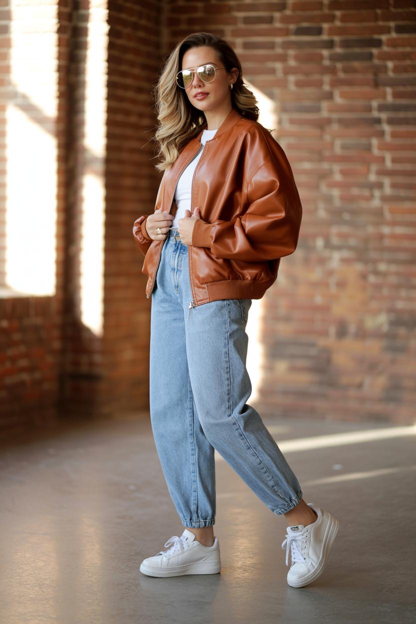 Accessorize‍ with aviator sunglasses to match the bomber's⁢ edgy style