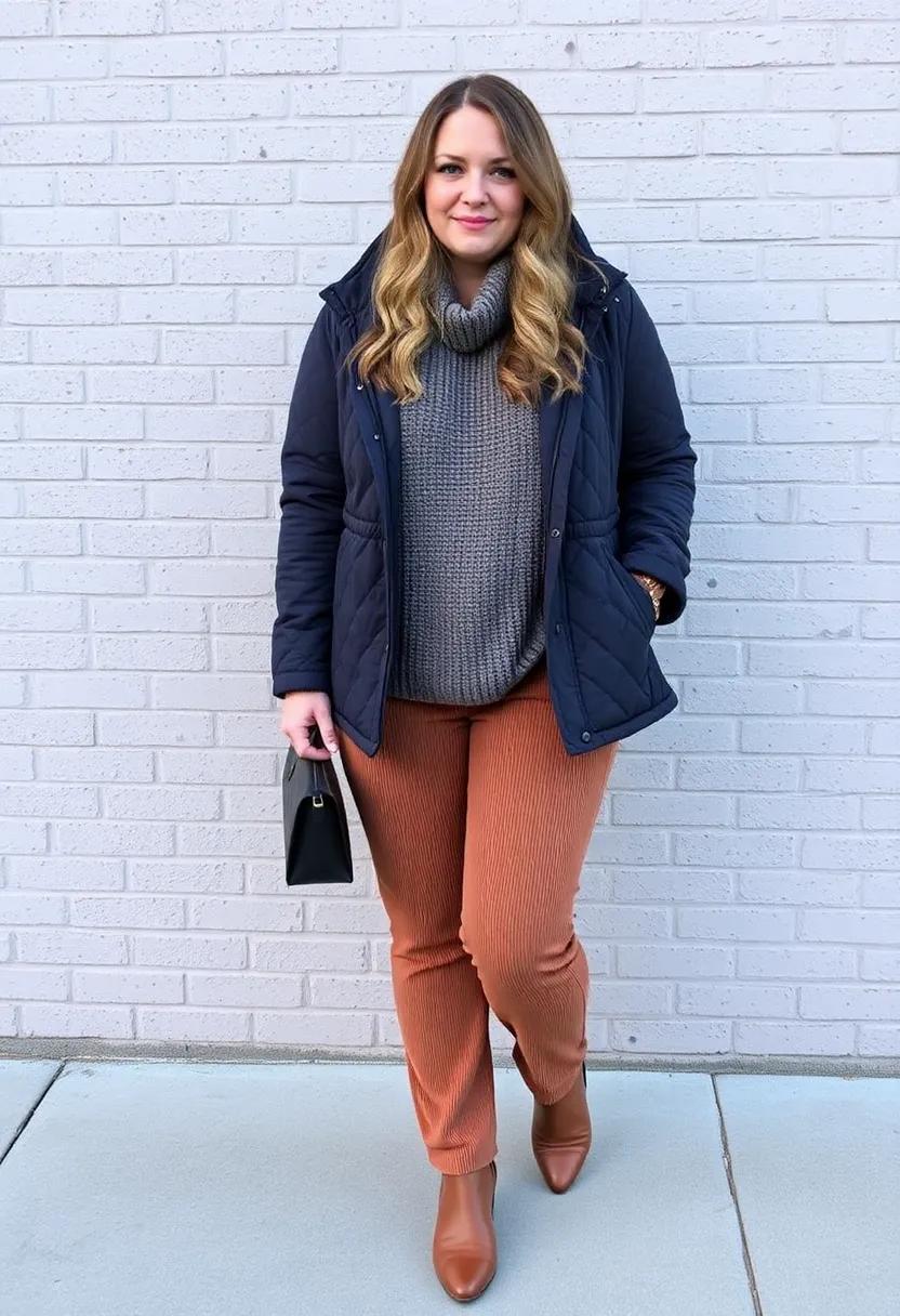 Quilted⁣ jacket ‌layered over a ​relaxed sweater and corduroy pants