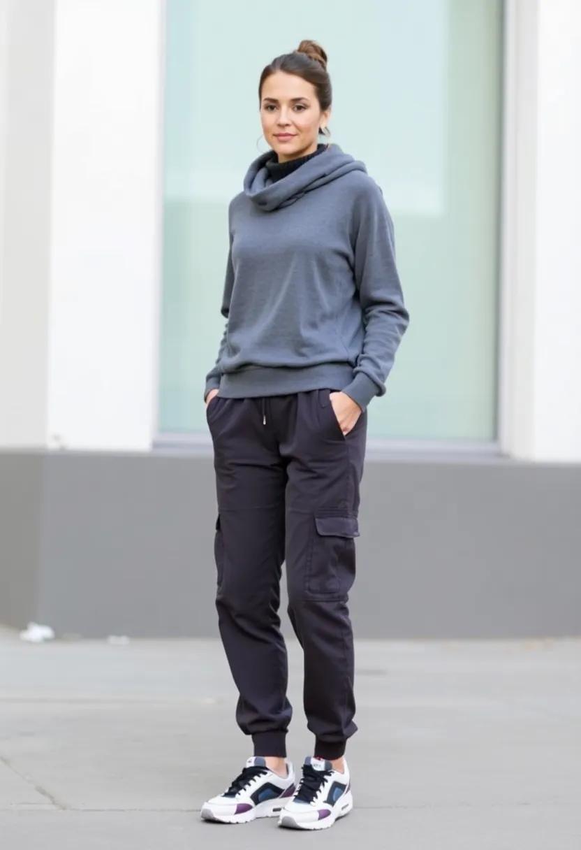 Style a turtleneck hoodie with high-waisted ‌cargo pants and sporty sneakers for ‍edge