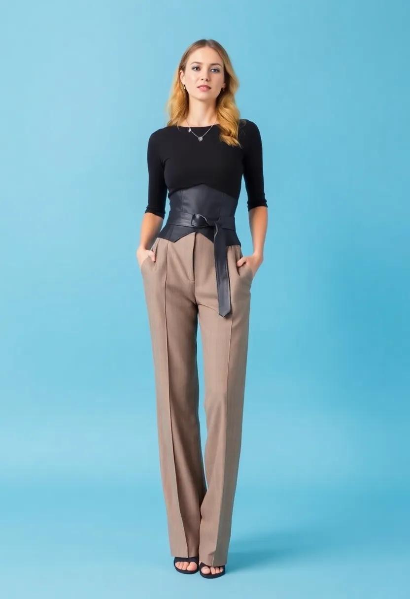 style a ⁣corset with belt-detail wide-leg trousers ⁣for defined⁢ waist