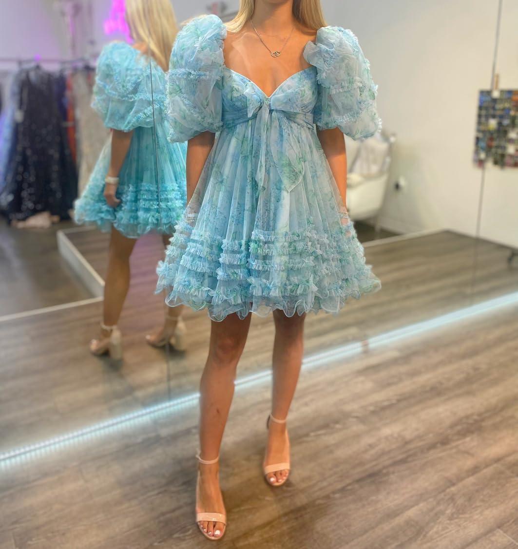 Discovering​ Elegance: puffy Sleeves ⁣& Tiered Tulle Homecoming Dresses