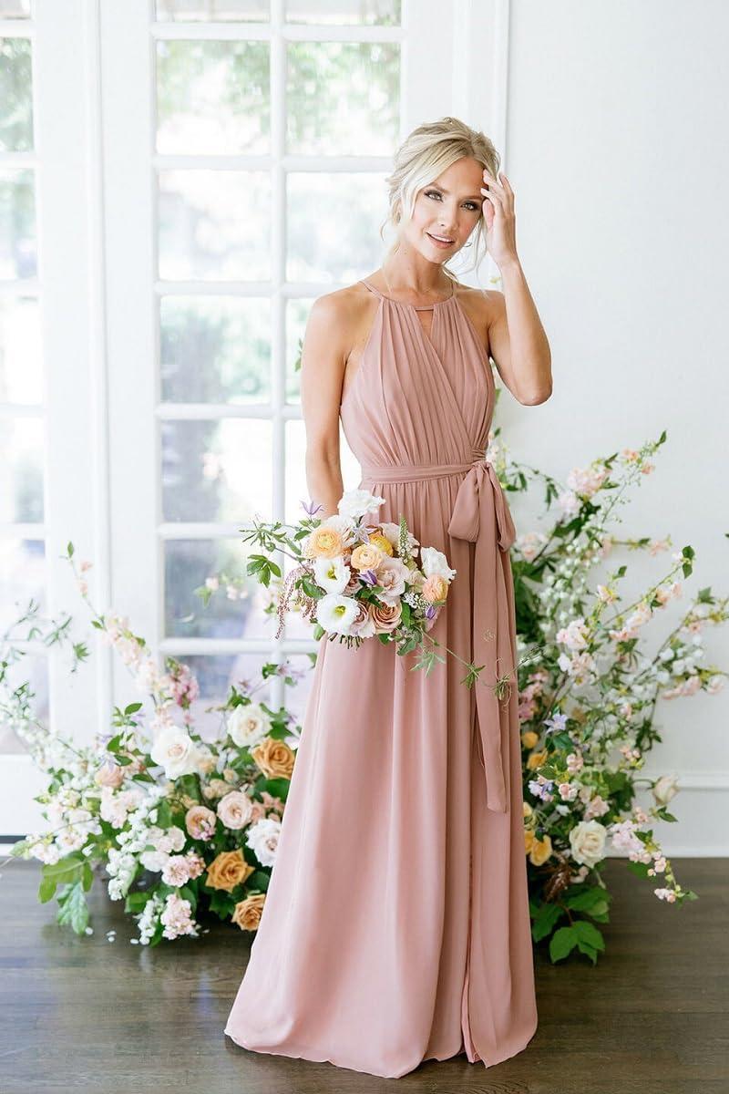Flowing Elegance: Exploring Stylefun's Halter ⁣Chiffon Evening Dress