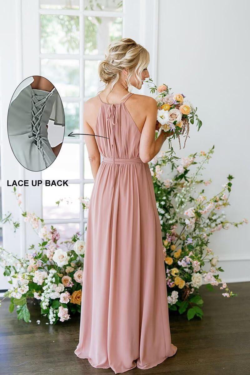 Flowing Elegance: Exploring Stylefun's‍ Halter Chiffon Evening Dress