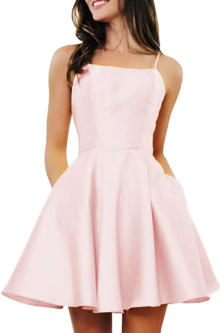 RSOETOO Satin spaghetti Strap Dress: Stylish Teens' Choice