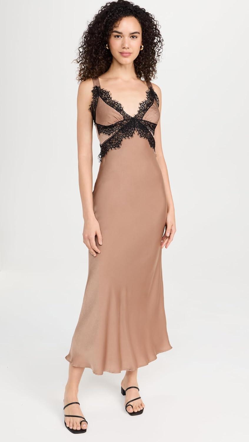 Bardot Women's delta Satin Midi dress, how it sits on you