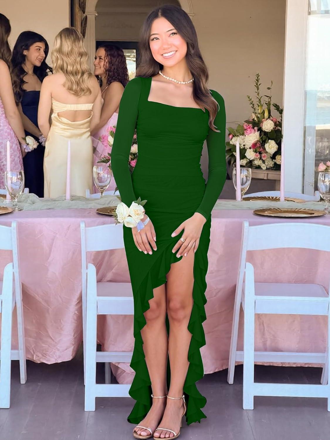 BORIFLORS Women's Ruched Bodycon Maxi ⁢Dress - you wear it