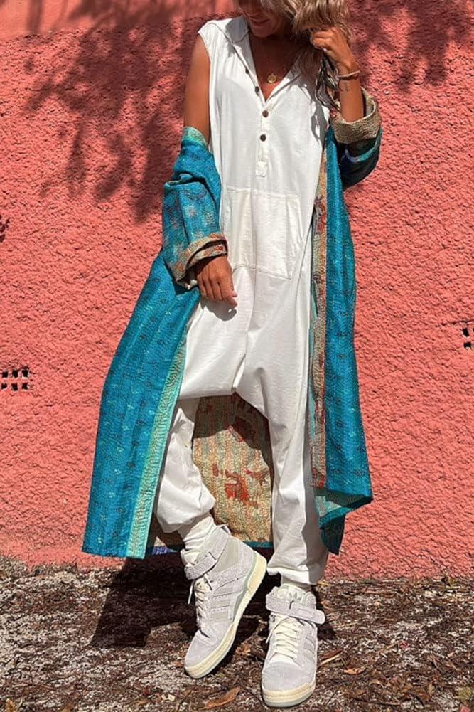 Chouyatou Women's ‍Sleeveless Hooded ‍Jumpsuit on you, all day