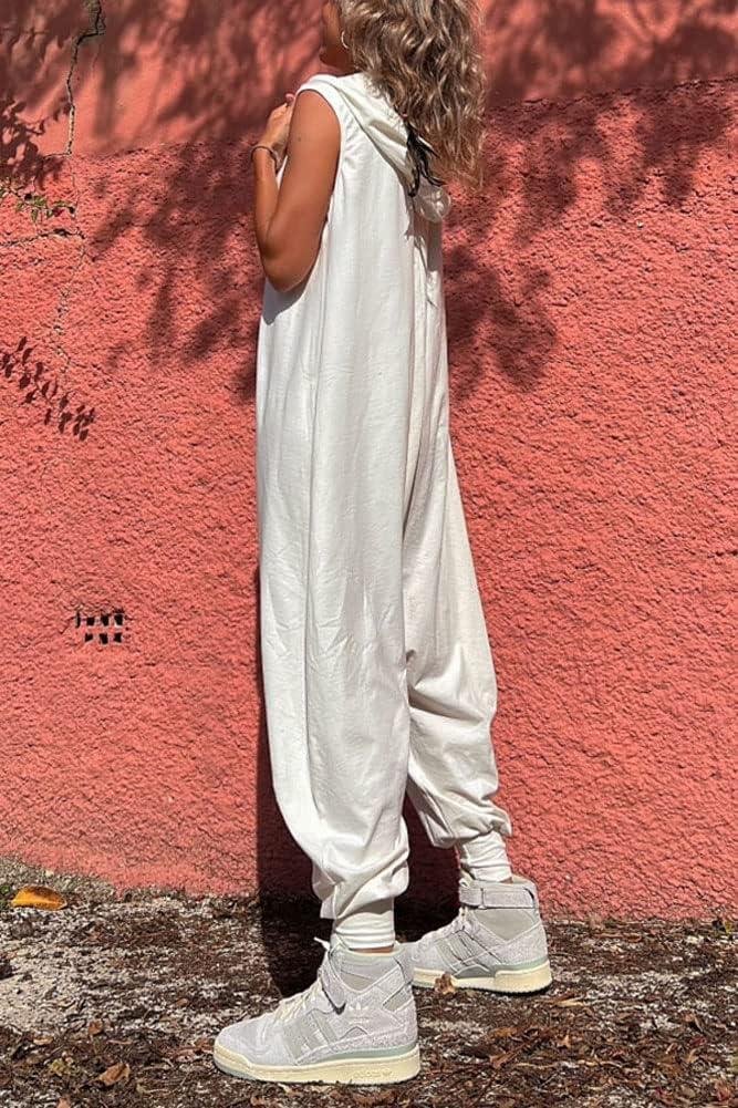 Chouyatou Women's Sleeveless Hooded Jumpsuit on you, all day