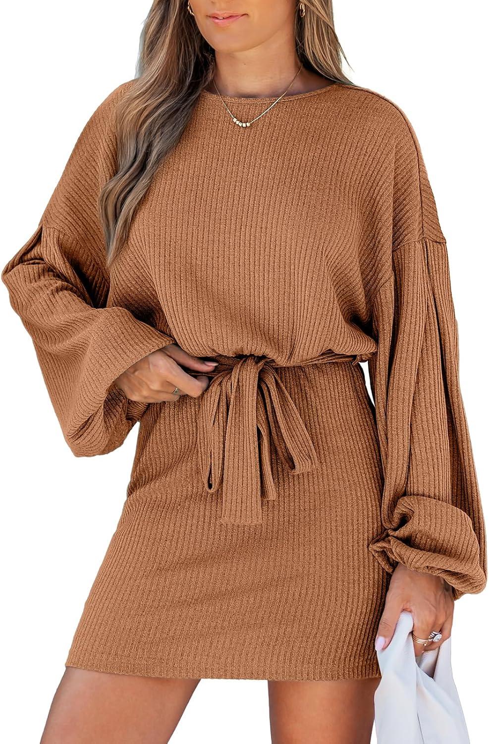 Effortless Style with CUPSHE's Knit Mini Lantern Sleeve Dress
