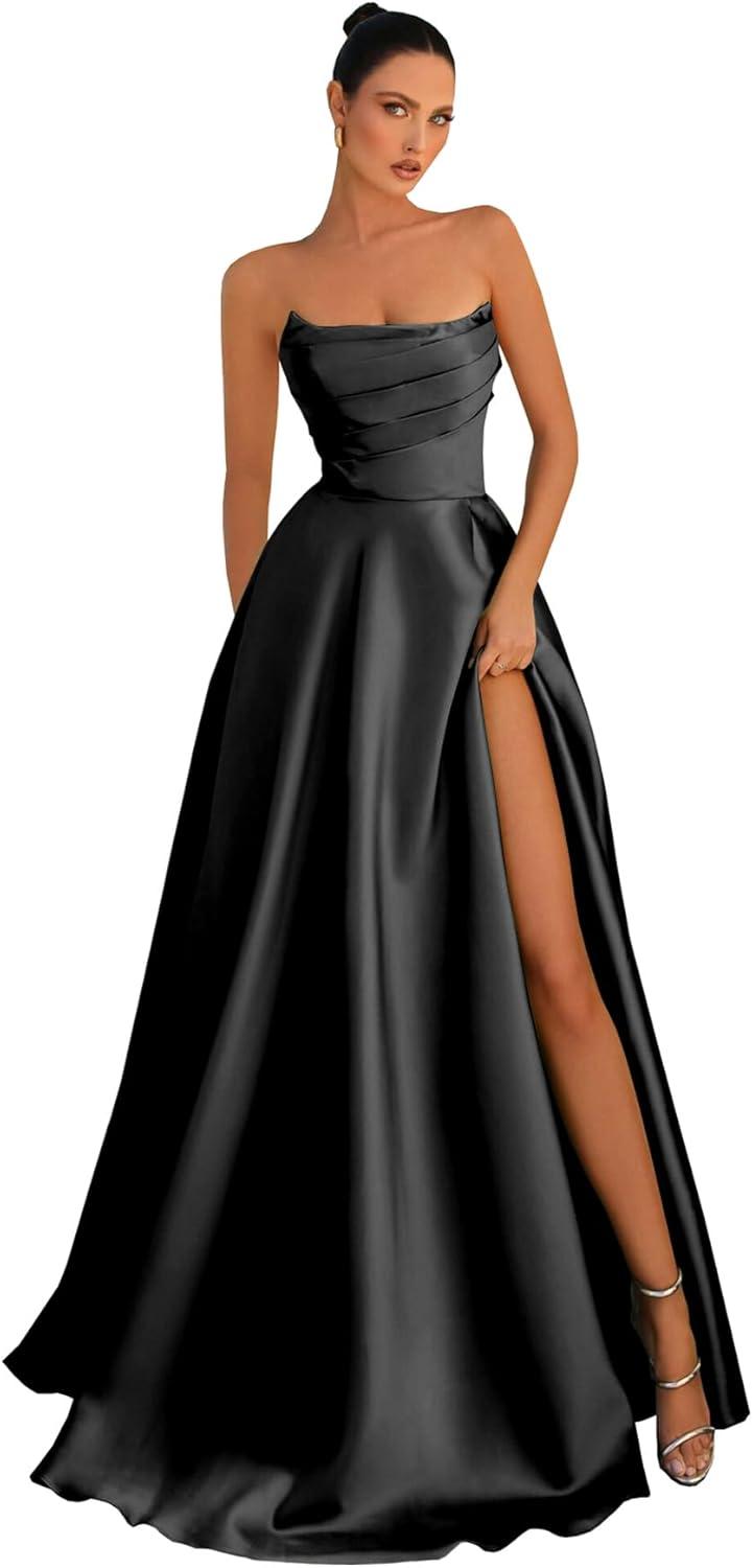 Elegant Nights Await: Exploring BANTRATIC's ⁣Strapless⁢ Satin Gown