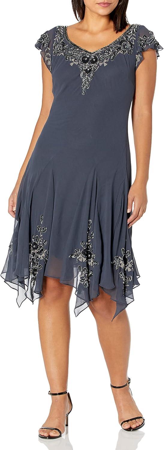 J Kara Women's Flutter sleeve Hanky Hem Dress you might wear