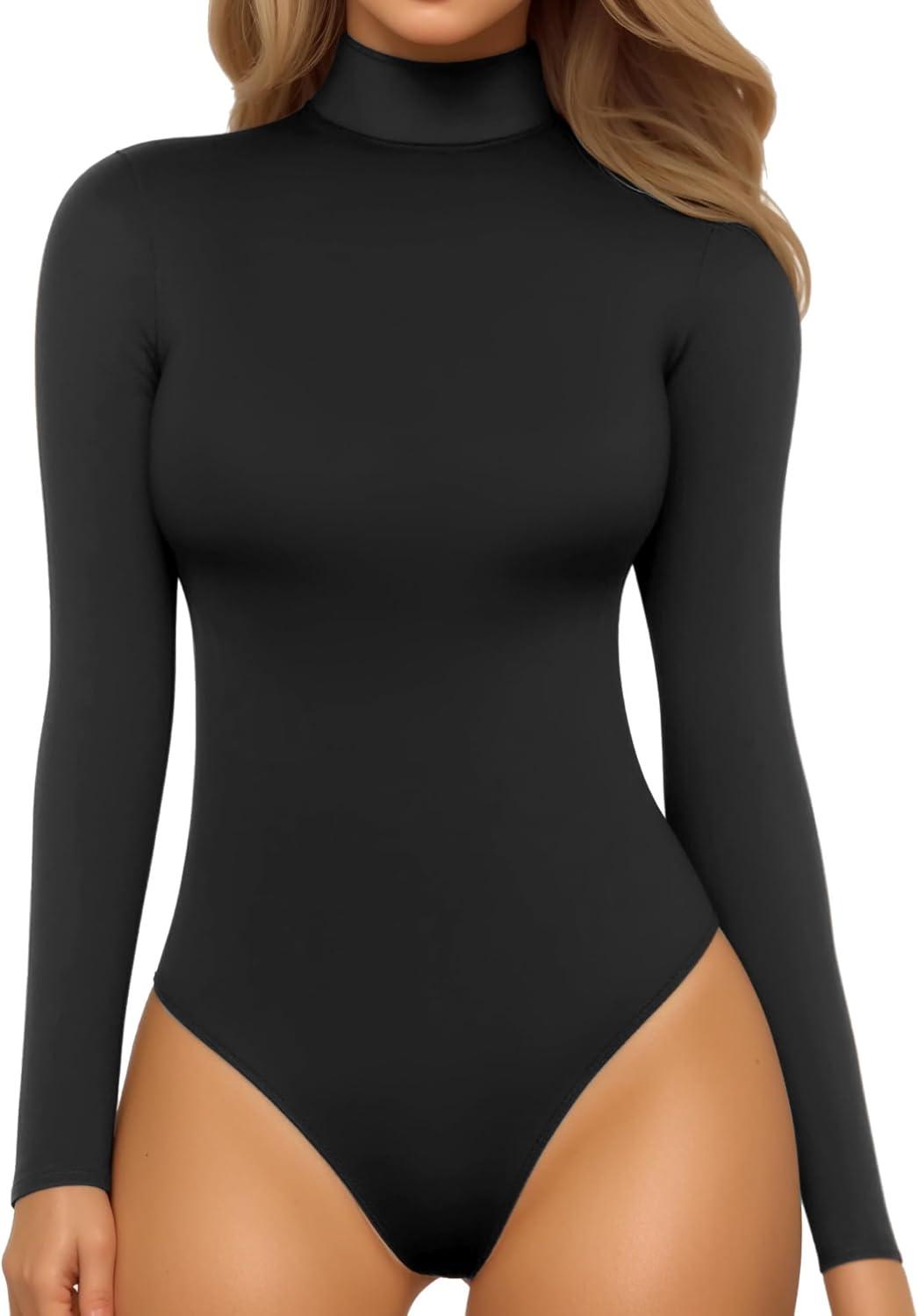 MANGOPOP Women's Mock Turtle Neck Bodysuit - how you layer