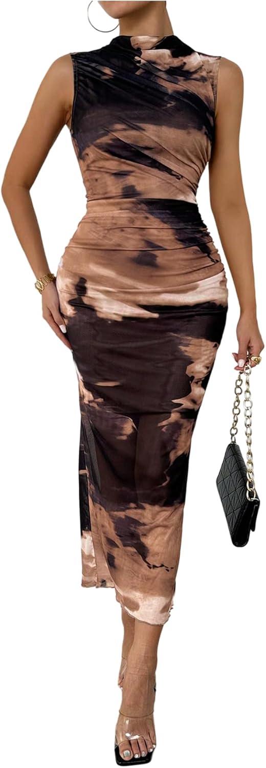 Milumia Women's Printed Mock Neck Dress — how it sits on you