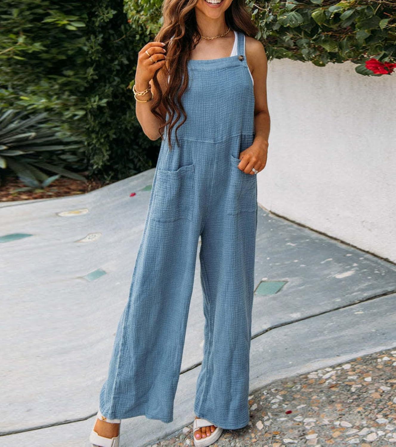 OPISSU Women's Gauze Jumpsuit Romper, how it fits you